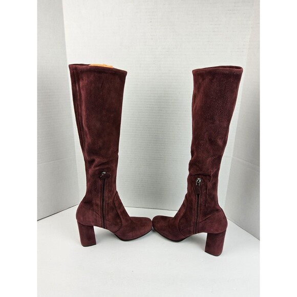 Prada Leather Suede Knee High Heeled Boots Size 36.5 - Picture 9 of 12